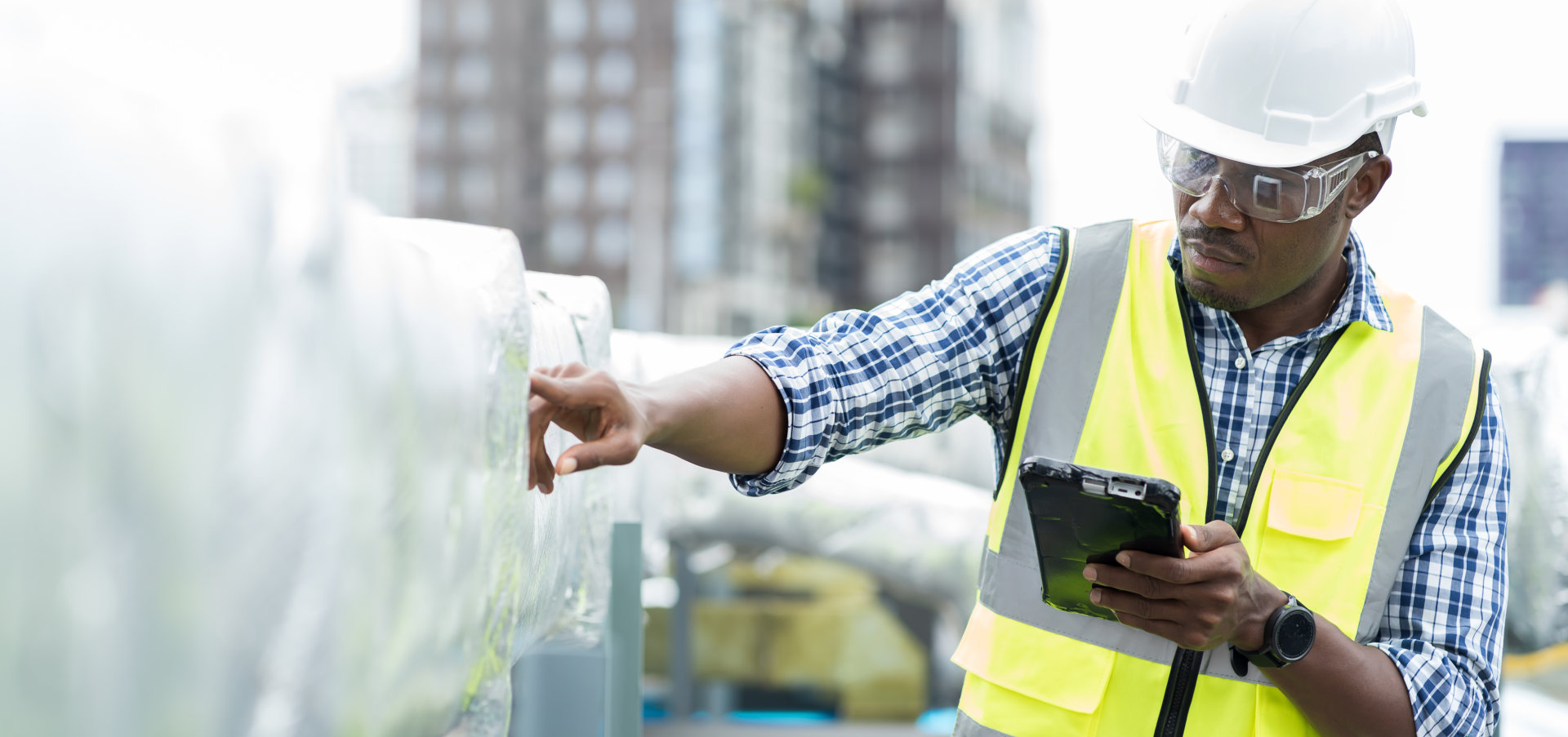 Male engineer checking or maintenance pipe system