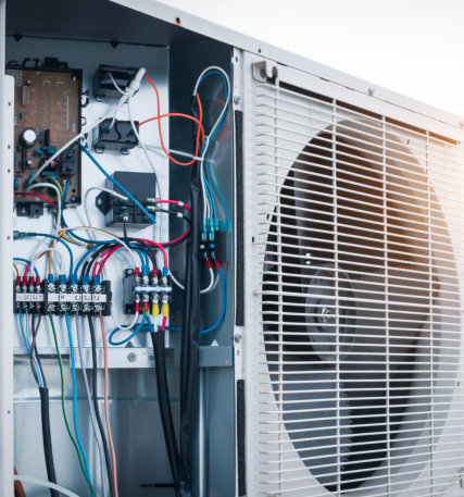 Technician is checking air conditioner